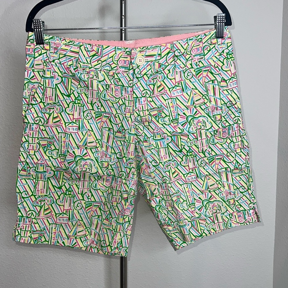 Lilly Pulitzer Nautical Lighthouse Sailboat Cotton Bermuda Shorts